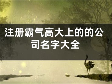 注册霸气高大上的的公司名字大全