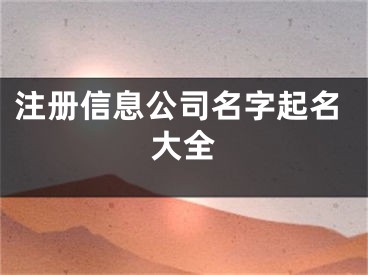 注册信息公司名字起名大全