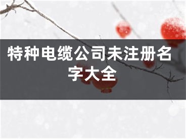 特种电缆公司未注册名字大全