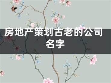 房地产策划古老的公司名字