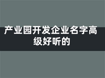 产业园开发企业名字高级好听的