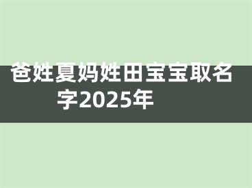 爸姓夏妈姓田宝宝取名字2025年