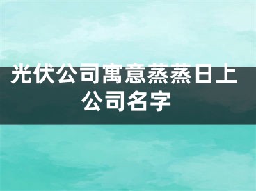 光伏公司寓意蒸蒸日上公司名字