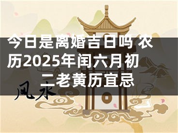 今日是离婚吉日吗 农历2025年闰六月初二老黄历宜忌