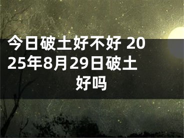 今日破土好不好 2025年8月29日破土好吗