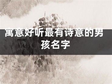 寓意好听最有诗意的男孩名字