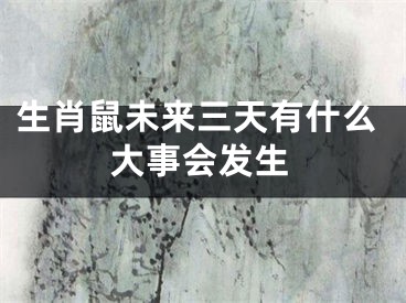 生肖鼠未来三天有什么大事会发生