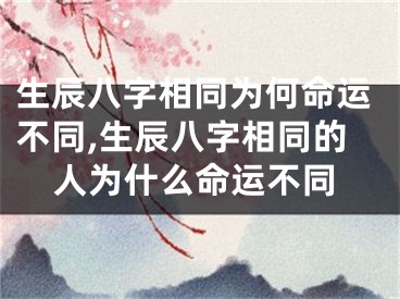 生辰八字相同为何命运不同,生辰八字相同的人为什么命运不同