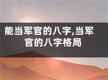 能当军官的八字,当军官的八字格局