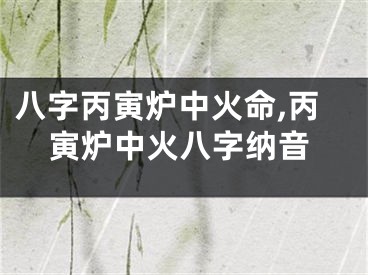 八字丙寅炉中火命,丙寅炉中火八字纳音