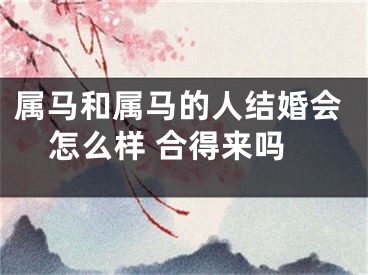 属马和属马的人结婚会怎么样 合得来吗