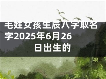 毛姓女孩生辰八字取名字2025年6月26日出生的