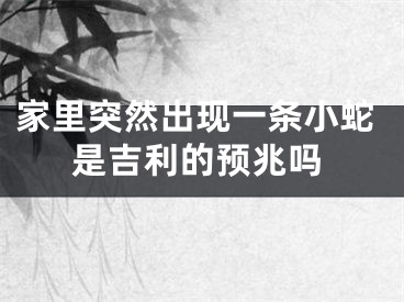 家里突然出现一条小蛇是吉利的预兆吗
