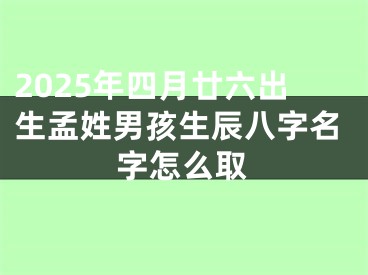 2025年四月廿六出生孟姓男孩生辰八字名字怎么取