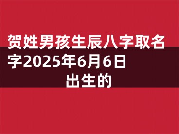 贺姓男孩生辰八字取名字2025年6月6日出生的