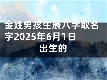 金姓男孩生辰八字取名字2025年6月1日出生的