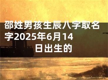 邵姓男孩生辰八字取名字2025年6月14日出生的