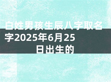 白姓男孩生辰八字取名字2025年6月25日出生的