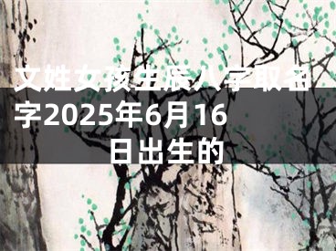 文姓女孩生辰八字取名字2025年6月16日出生的