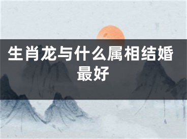 生肖龙与什么属相结婚最好