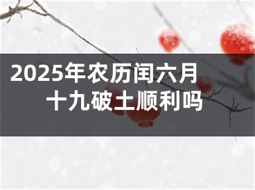 2025年农历闰六月十九破土顺利吗