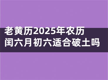 老黄历2025年农历闰六月初六适合破土吗