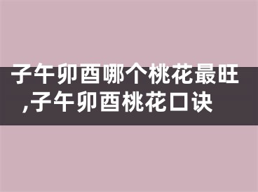 子午卯酉哪个桃花最旺,子午卯酉桃花口诀