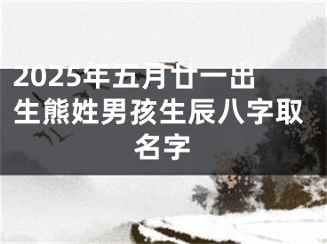 2025年五月廿一出生熊姓男孩生辰八字取名字
