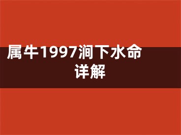 属牛1997涧下水命详解