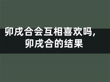 卯戌合会互相喜欢吗,卯戌合的结果