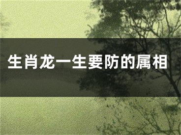 生肖龙一生要防的属相
