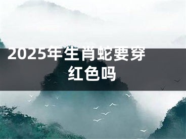 2025年生肖蛇要穿红色吗
