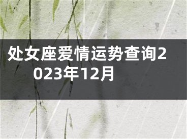 处女座爱情运势查询2023年12月