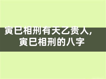 寅巳相刑有天乙贵人,寅巳相刑的八字