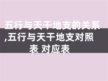 五行与天干地支的关系,五行与天干地支对照表 对应表
