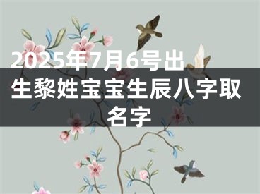 2025年7月6号出生黎姓宝宝生辰八字取名字