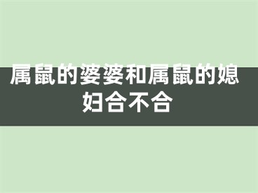 属鼠的婆婆和属鼠的媳妇合不合