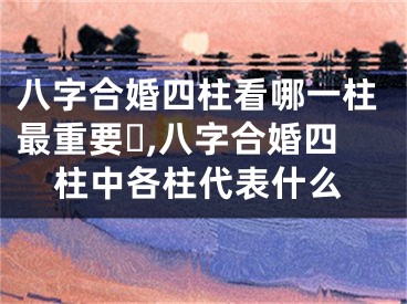 八字合婚四柱看哪一柱最重要 ,八字合婚四柱中各柱代表什么