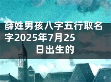 薛姓男孩八字五行取名字2025年7月25日出生的