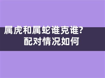 属虎和属蛇谁克谁? 配对情况如何