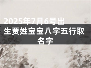 2025年7月6号出生贾姓宝宝八字五行取名字