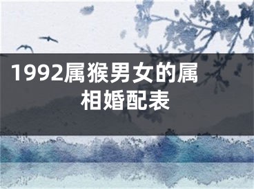 1992属猴男女的属相婚配表