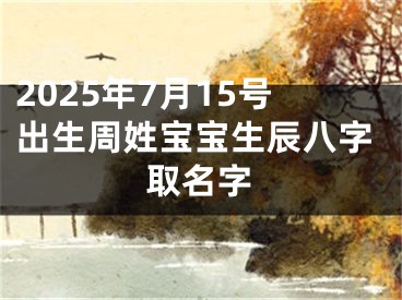 2025年7月15号出生周姓宝宝生辰八字取名字