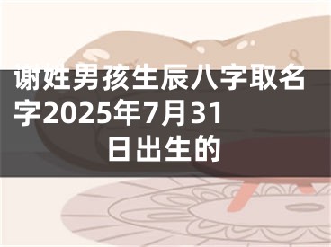 谢姓男孩生辰八字取名字2025年7月31日出生的