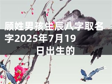 顾姓男孩生辰八字取名字2025年7月19日出生的