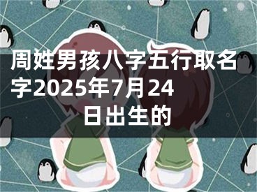 周姓男孩八字五行取名字2025年7月24日出生的