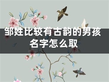 邹姓比较有古韵的男孩名字怎么取