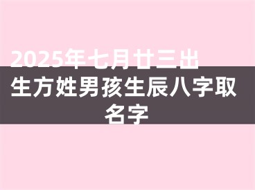 2025年七月廿三出生方姓男孩生辰八字取名字