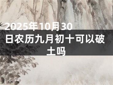 2025年10月30日农历九月初十可以破土吗