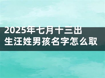 2025年七月十三出生汪姓男孩名字怎么取